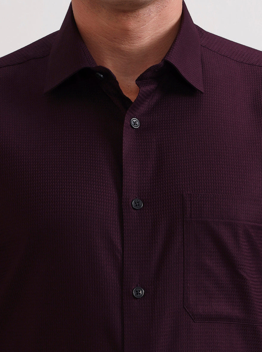 Wine Solid Regular Fit Formal Shirt | JadeBlue