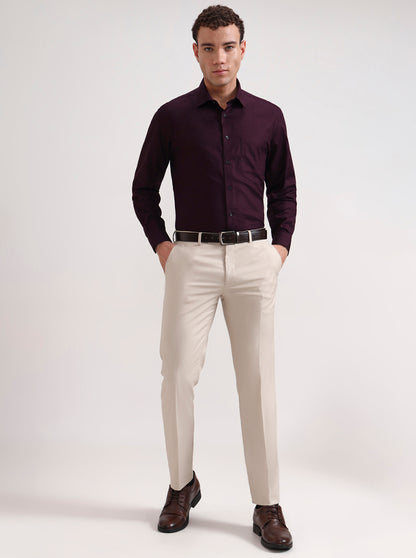 Wine Solid Regular Fit Formal Shirt | JadeBlue