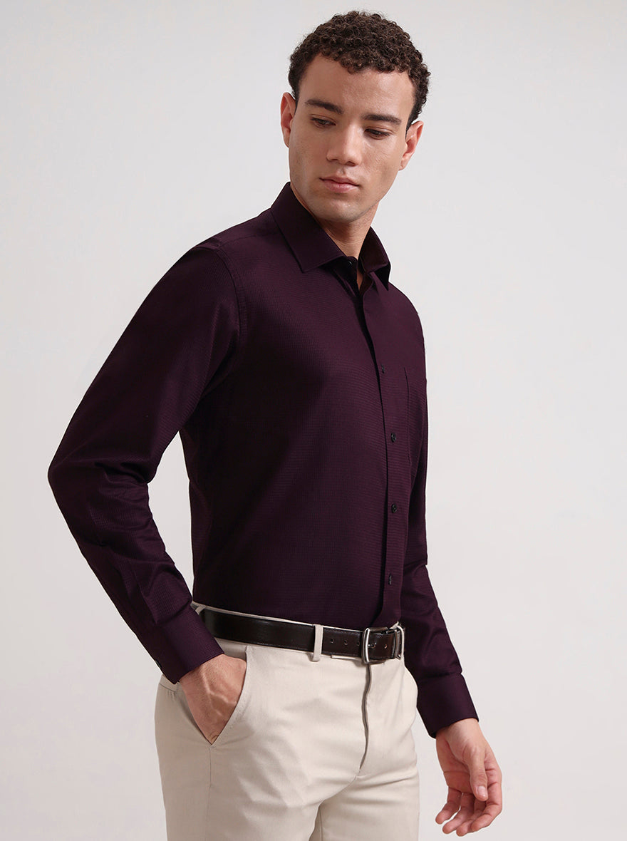 Wine Solid Regular Fit Formal Shirt | JadeBlue