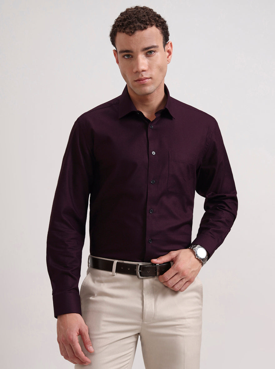 Wine Solid Regular Fit Formal Shirt | JadeBlue