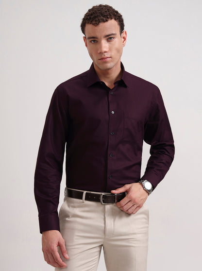 Wine Solid Regular Fit Formal Shirt | JadeBlue