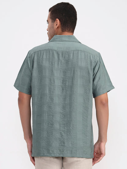 Sea Green Solid Slim Fit Casual Shirt | JadeBlue