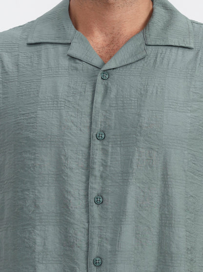 Sea Green Solid Slim Fit Casual Shirt | JadeBlue
