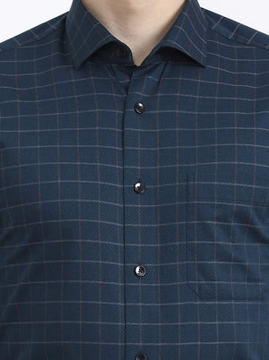 Green Checked Slim Fit Formal Shirt | Metal