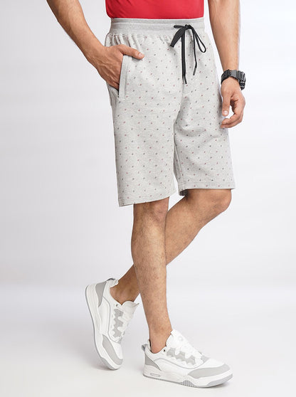 Light Grey Printed Slim Fit Shorts | JadeBlue