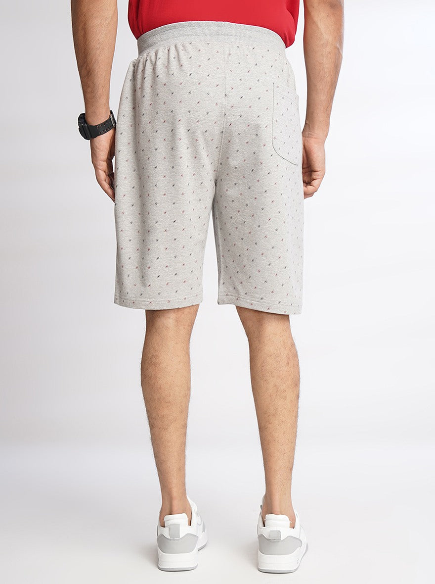 Light Grey Printed Slim Fit Shorts | JadeBlue