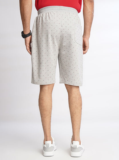 Light Grey Printed Slim Fit Shorts | JadeBlue