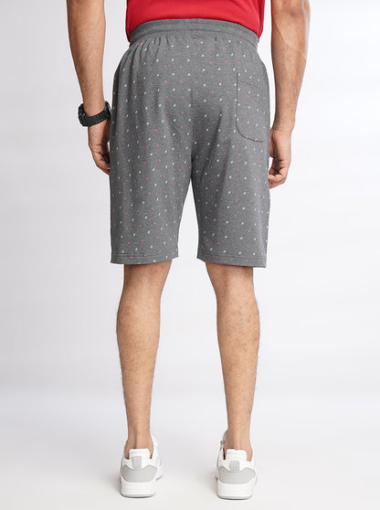 Dark Grey Printed Slim Fit Shorts | JadeBlue