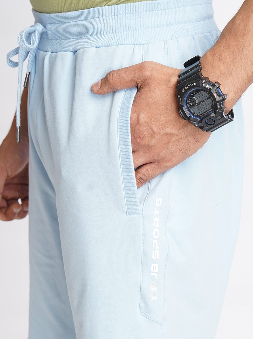 Light Blue Solid Slim Fit Shorts | JadeBlue