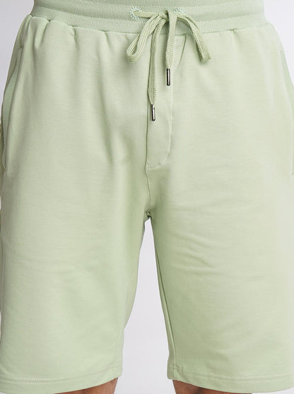 Light Green Solid Slim Fit Shorts | JadeBlue