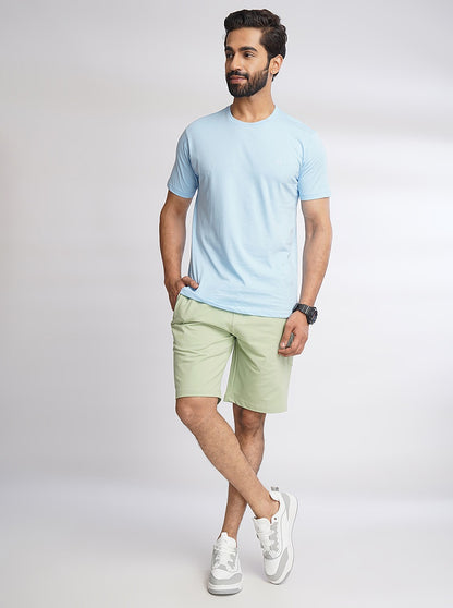 Light Green Solid Slim Fit Shorts | JadeBlue