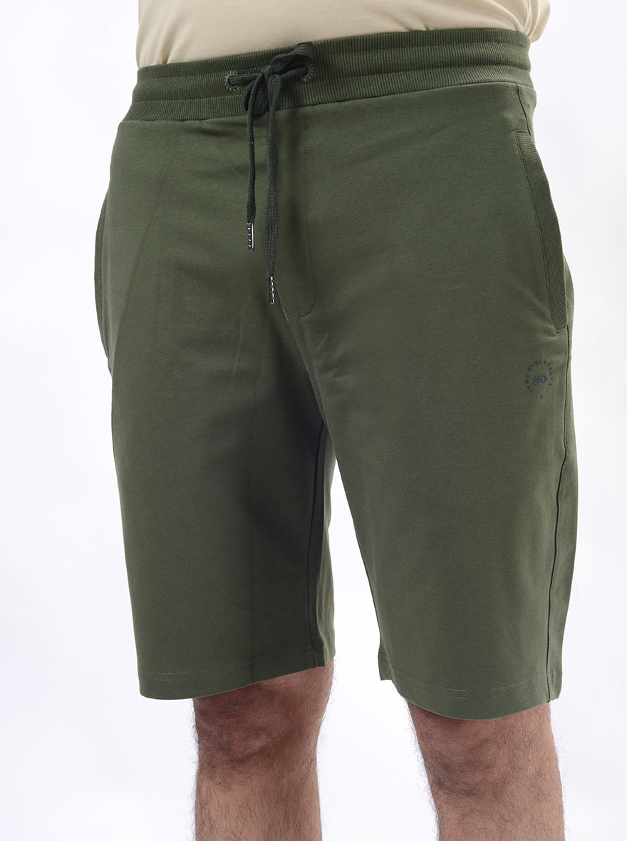 Green Solid Slim Fit Shorts | JadeBlue