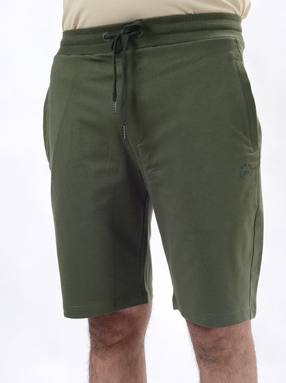 Green Solid Slim Fit Shorts | JadeBlue
