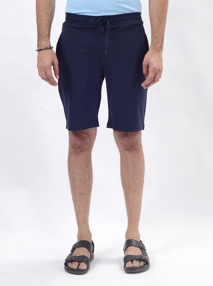 Navy Blue Solid Slim Fit Shorts | JadeBlue