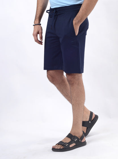 Navy Blue Solid Slim Fit Shorts | JadeBlue