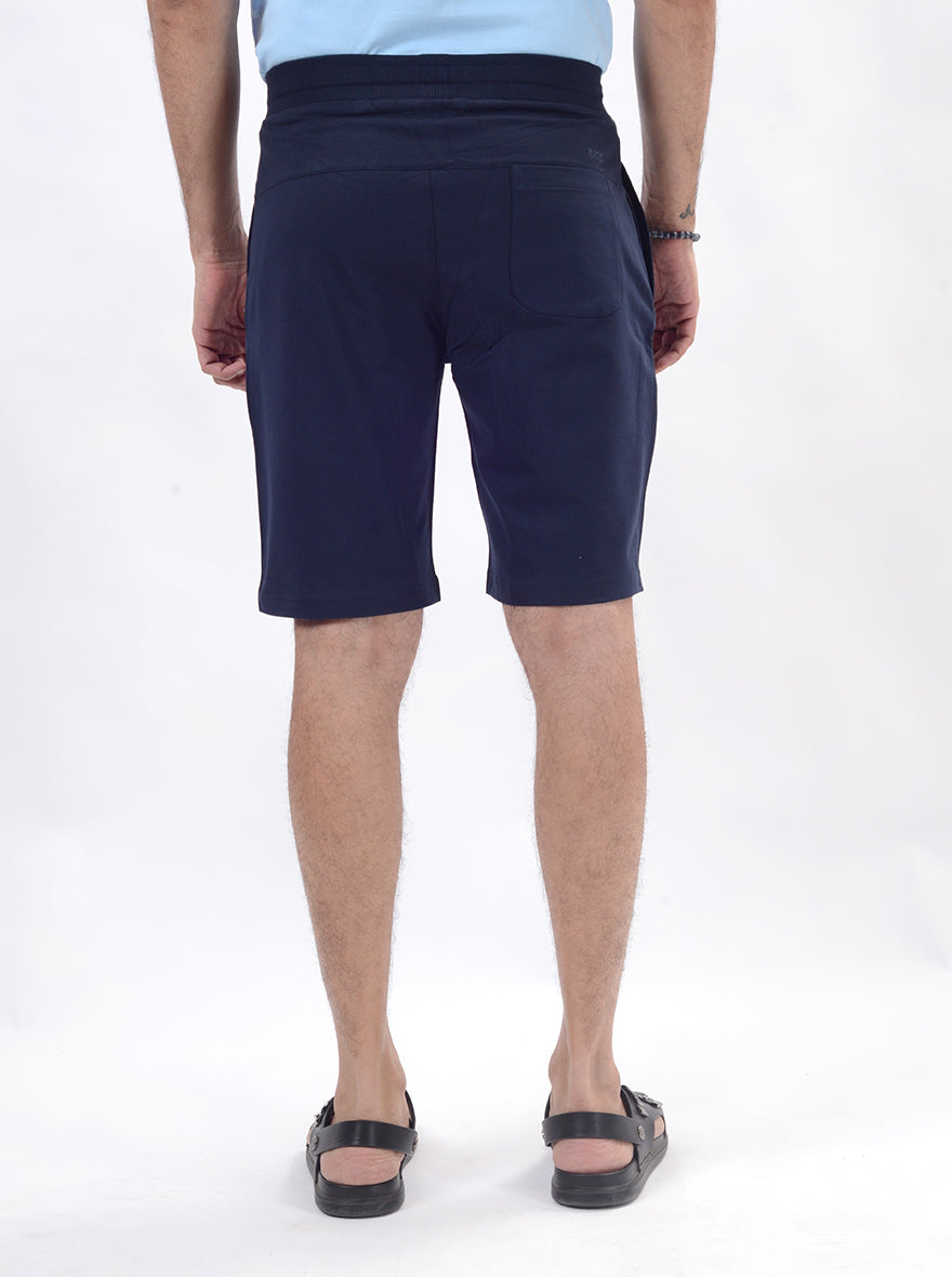 Navy Blue Solid Slim Fit Shorts | JadeBlue