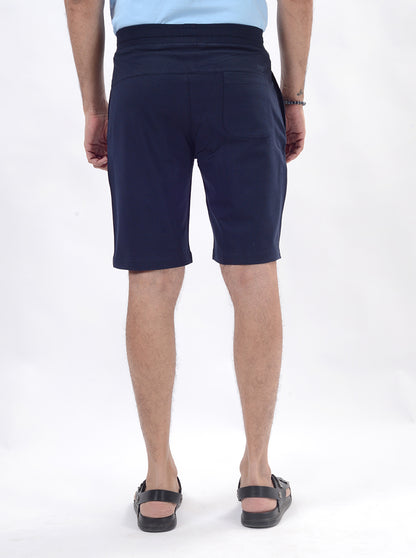 Navy Blue Solid Slim Fit Shorts | JadeBlue