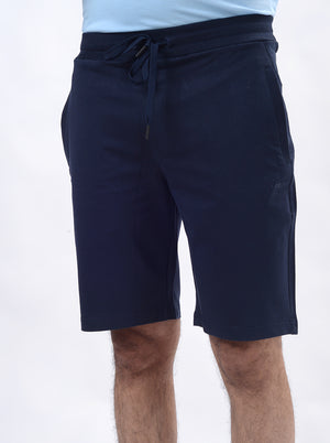 Navy Blue Solid Slim Fit Shorts | JadeBlue