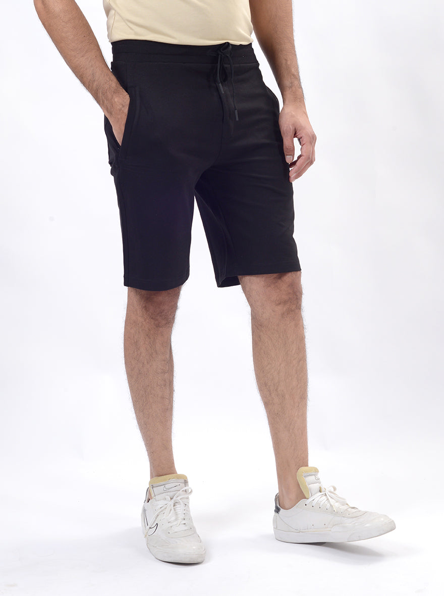 Black Solid Slim Fit Shorts | JadeBlue