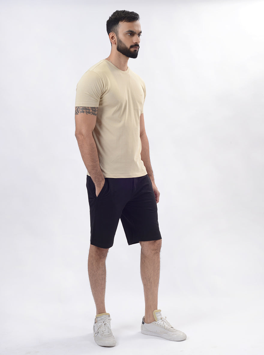 Black Solid Slim Fit Shorts | JadeBlue
