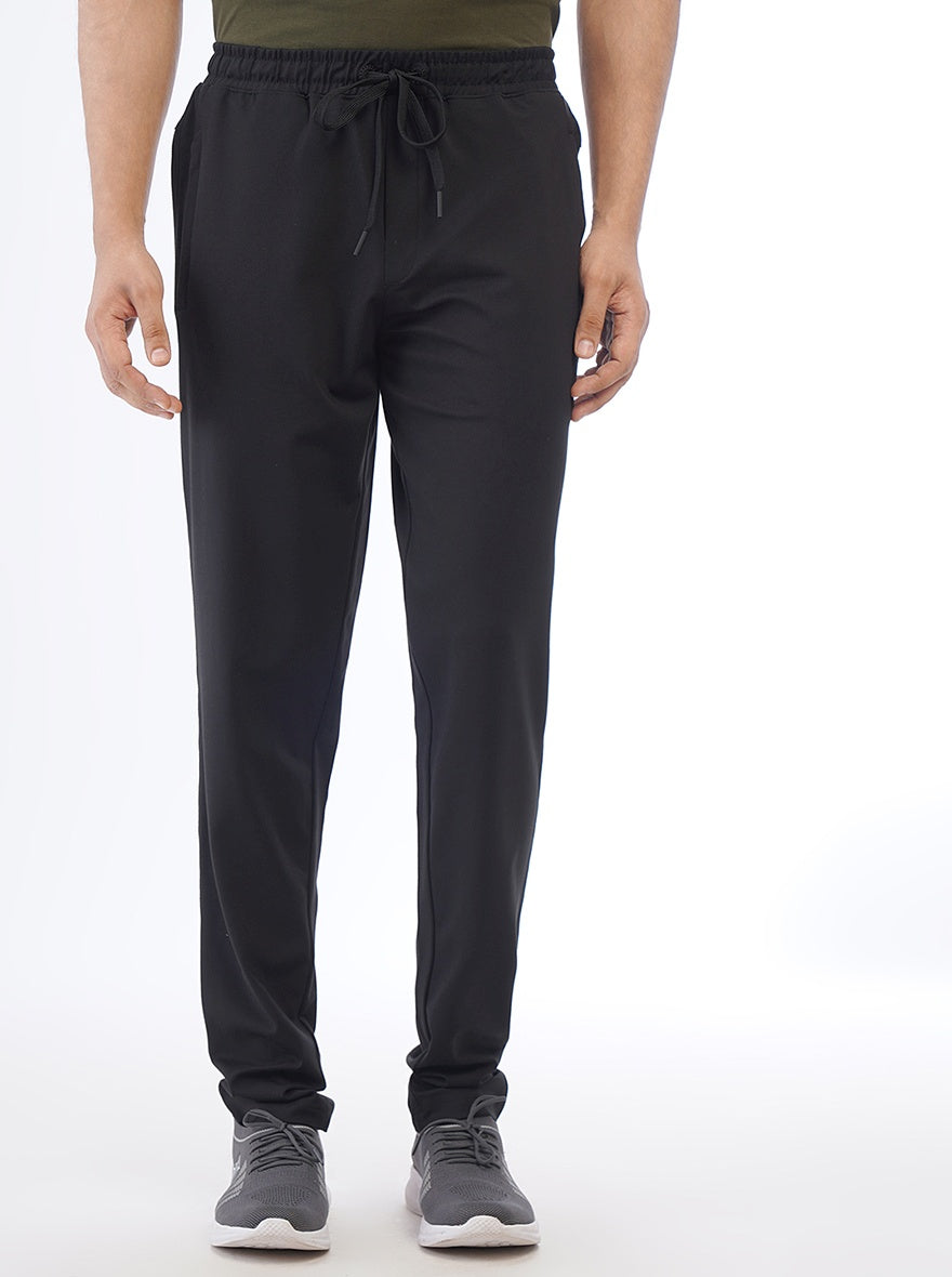 Black Solid Slim Fit Track Pant | JadeBlue