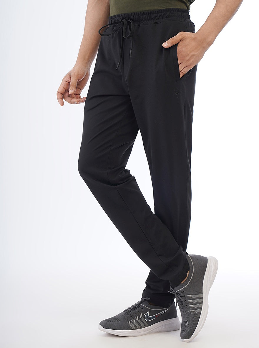 Black Solid Slim Fit Track Pant | JadeBlue