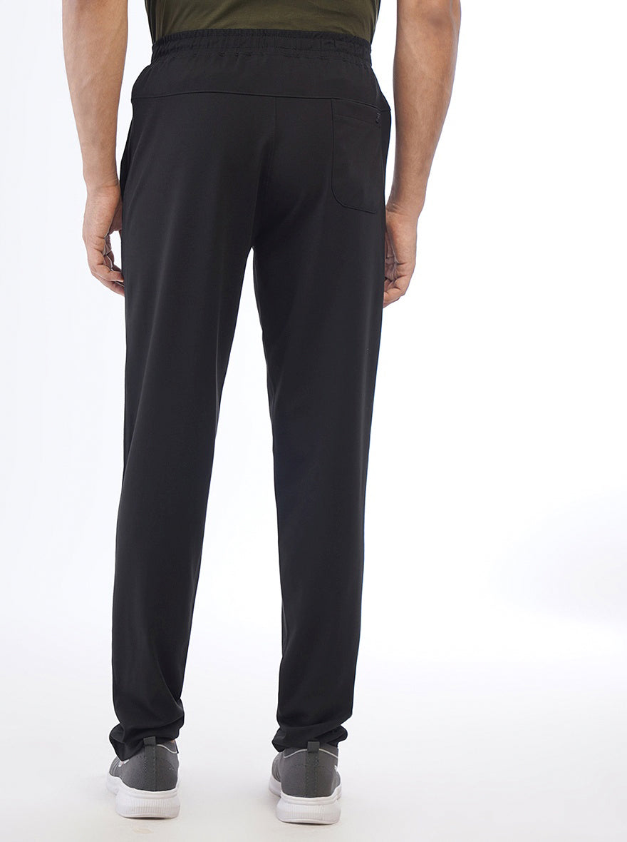 Black Solid Slim Fit Track Pant | JadeBlue