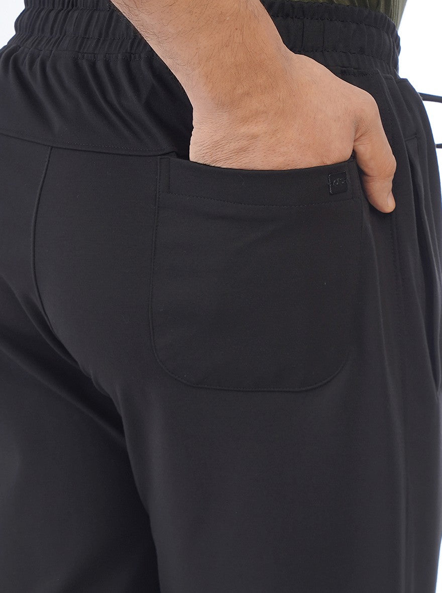 Black Solid Slim Fit Track Pant | JadeBlue