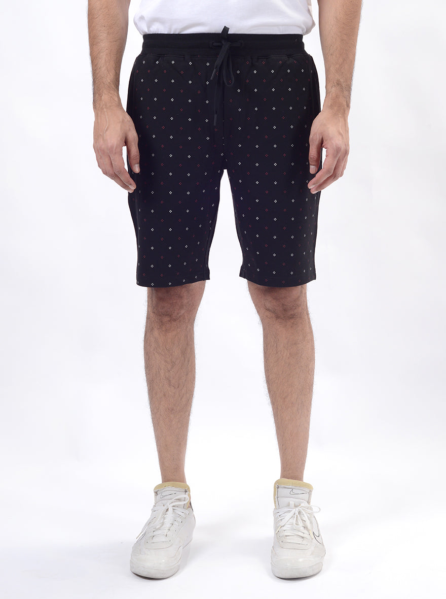 Black Printed Slim Fit Shorts | JadeBlue