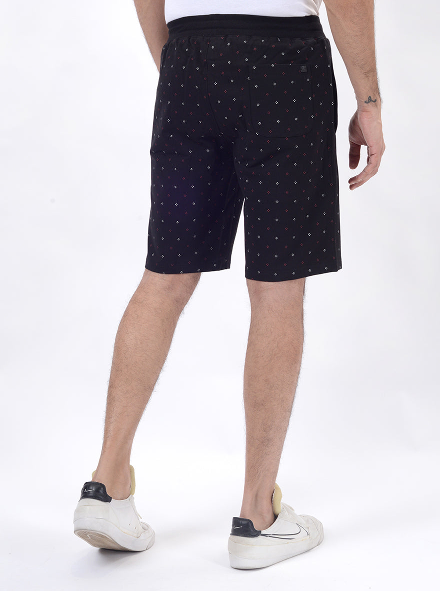 Black Printed Slim Fit Shorts | JadeBlue