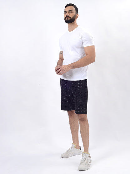 Black Printed Slim Fit Shorts | JadeBlue