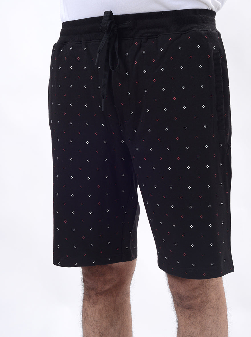 Black Printed Slim Fit Shorts | JadeBlue