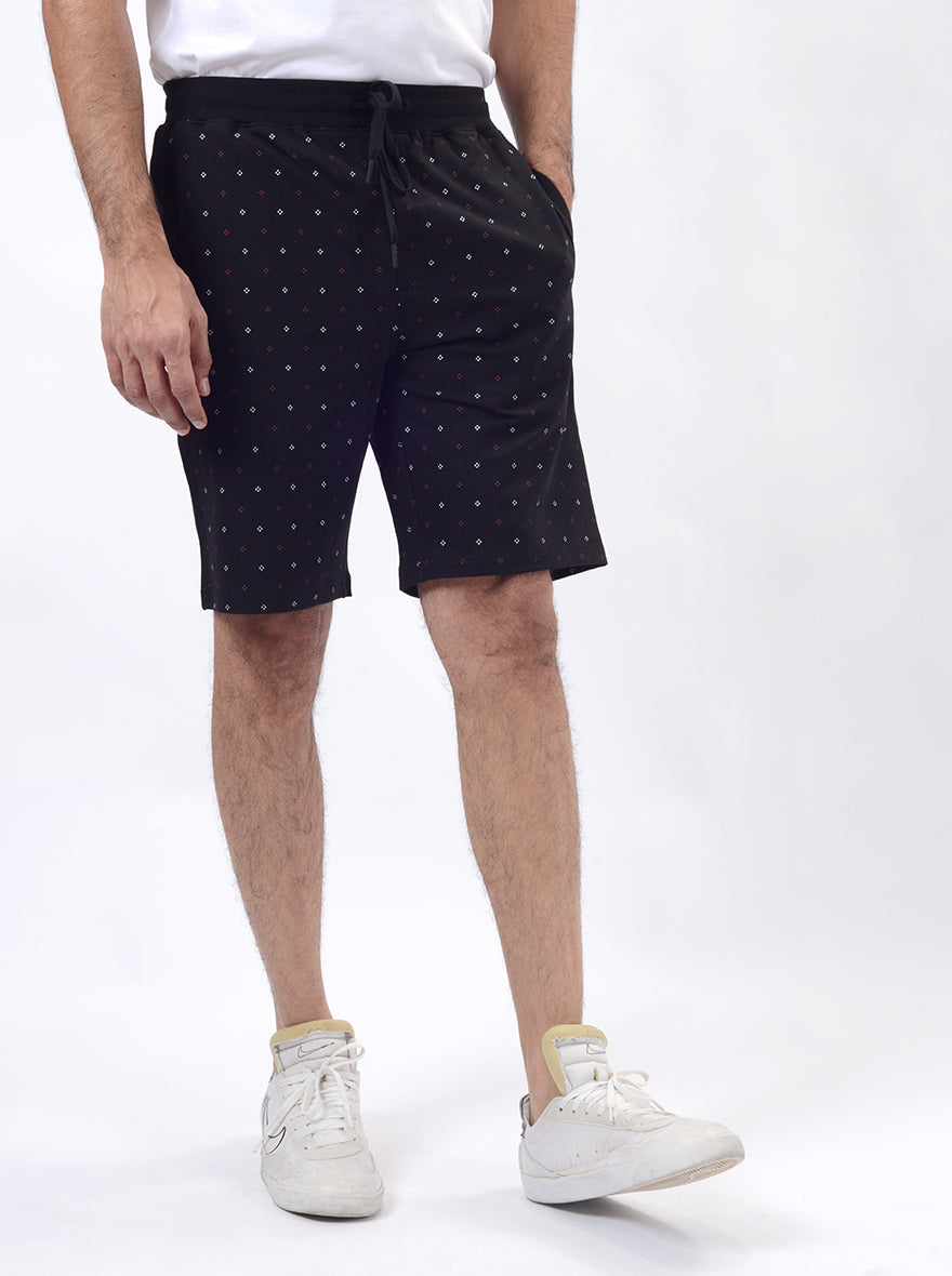 Black Printed Slim Fit Shorts | JadeBlue
