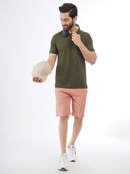 Pink Solid Slim Fit Shorts | JadeBlue