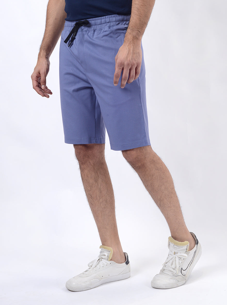 Light Blue Solid Slim Fit Shorts | JadeBlue