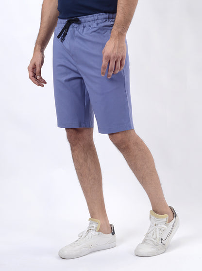 Light Blue Solid Slim Fit Shorts | JadeBlue