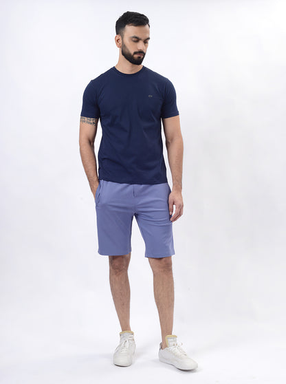 Light Blue Solid Slim Fit Shorts | JadeBlue