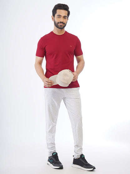 Light Grey Solid Slim Fit Track Pant | JadeBlue