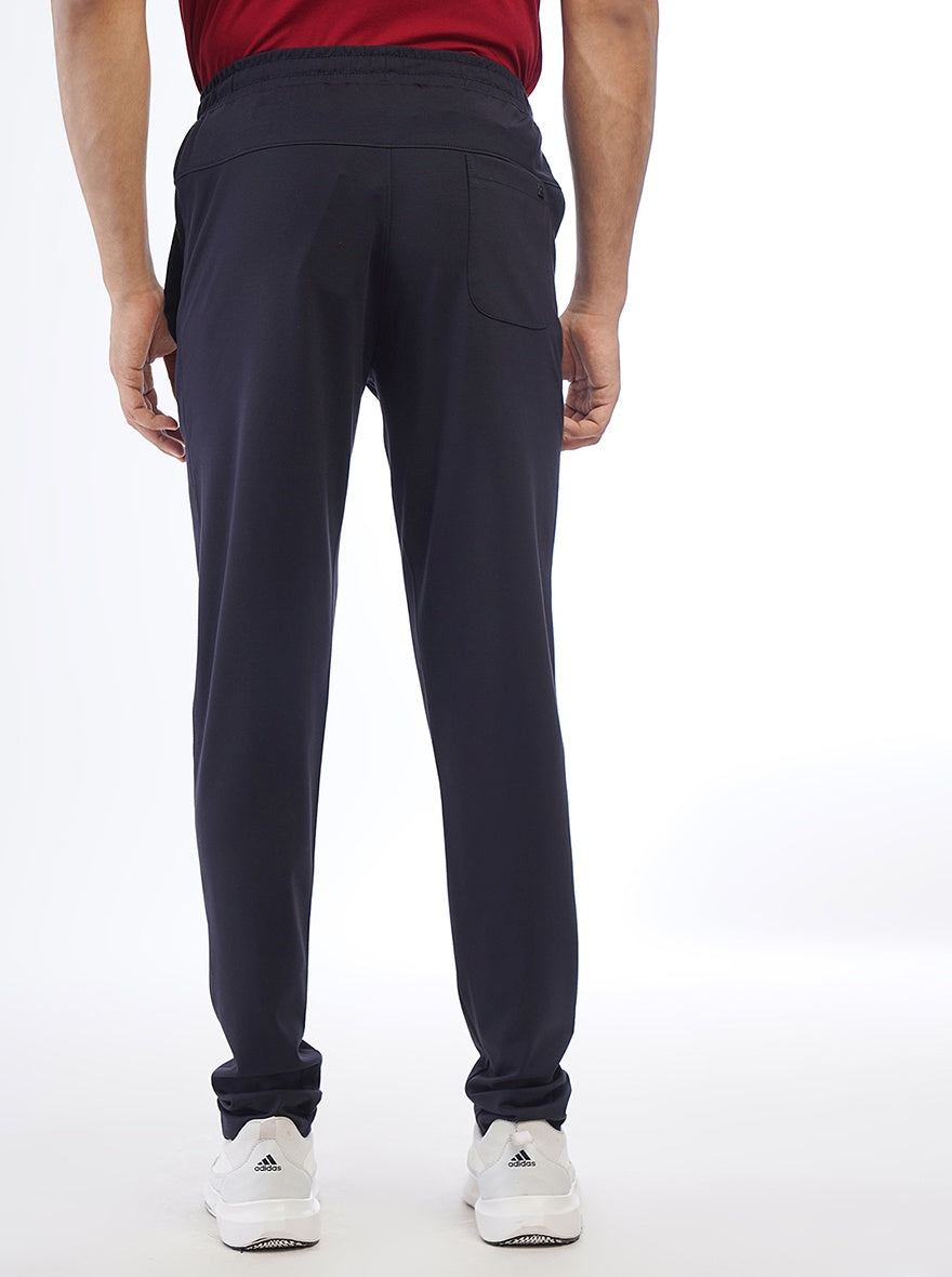 Navy Blue Solid Slim Fit Track Pant | JadeBlue