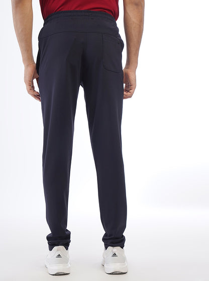 Navy Blue Solid Slim Fit Track Pant | JadeBlue