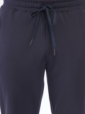 Navy Blue Solid Slim Fit Track Pant | JadeBlue