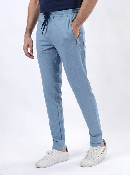 Light Blue Solid Slim Fit Track Pant | JadeBlue