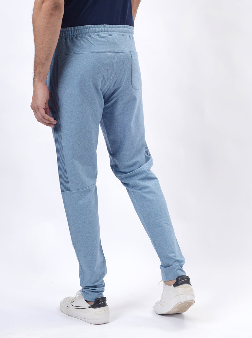Light Blue Solid Slim Fit Track Pant | JadeBlue