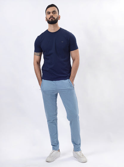 Light Blue Solid Slim Fit Track Pant | JadeBlue