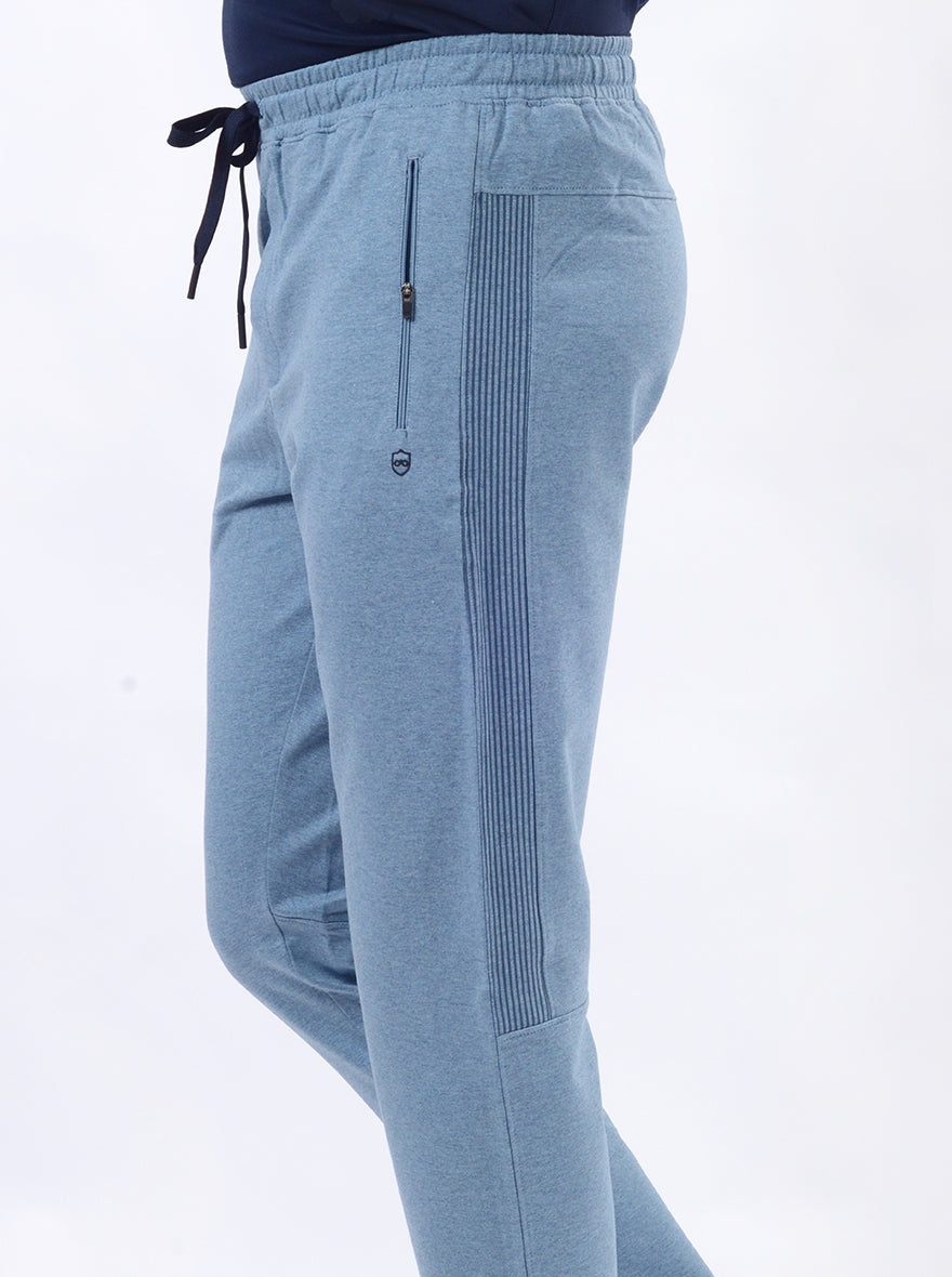 Light Blue Solid Slim Fit Track Pant | JadeBlue