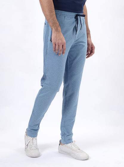Light Blue Solid Slim Fit Track Pant | JadeBlue