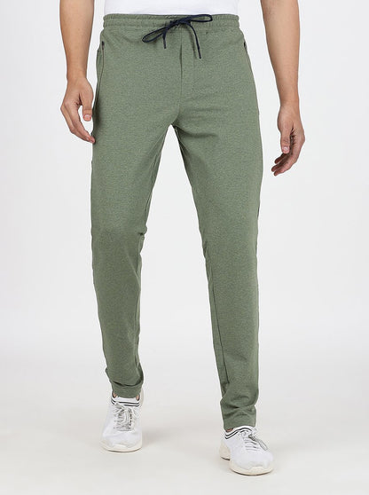 Olive Green Solid Slim Fit Track Pant | JadeBlue