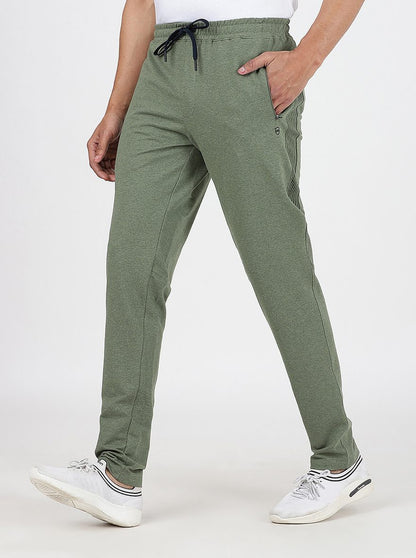 Olive Green Solid Slim Fit Track Pant | JadeBlue