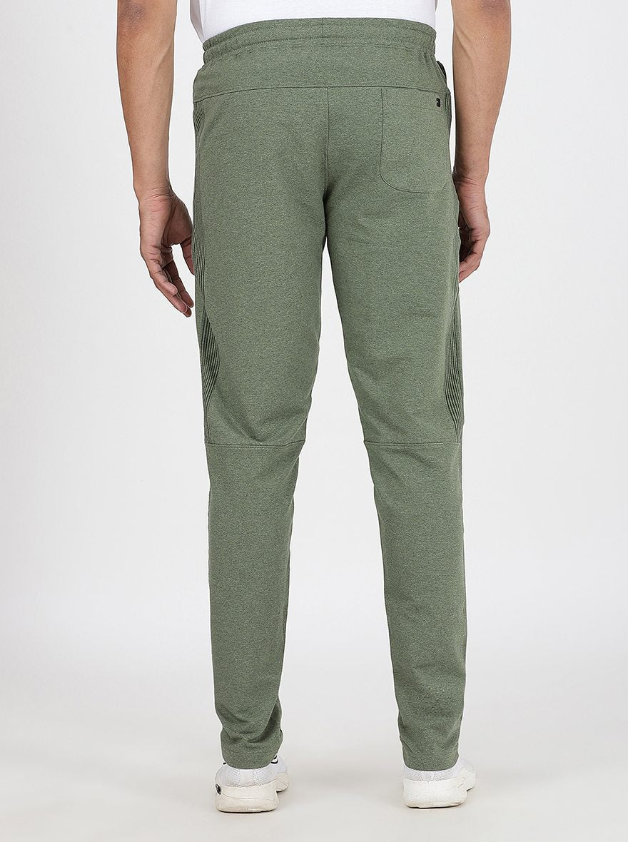 Olive Green Solid Slim Fit Track Pant | JadeBlue
