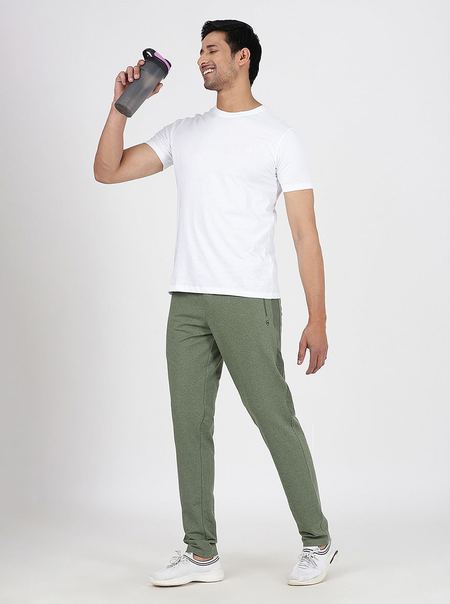 Olive Green Solid Slim Fit Track Pant | JadeBlue
